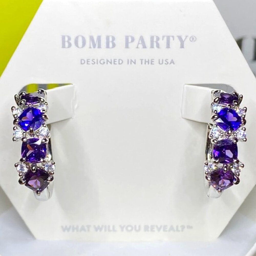 Amethyst & Purple Topaz Hoop Earrings RBP6999 Scattered Hoops